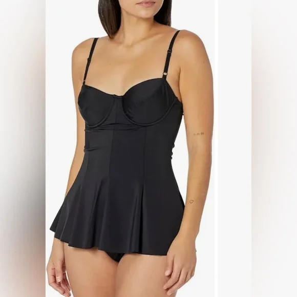 Norma Kamali Women’s Standard Underwire Swim Dress Mini Black Size S - Picture 2 of 16